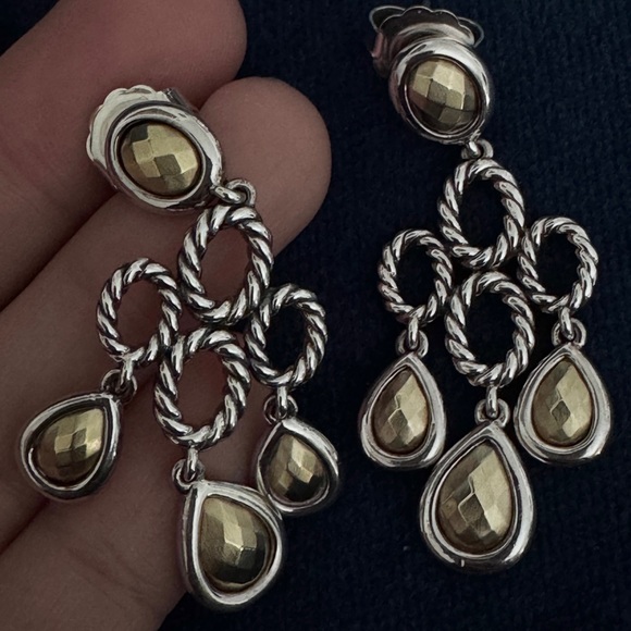 David Yurman Jewelry - David Yurman Women’s Two-Tone Sculpted Cable Chandelier Earrings